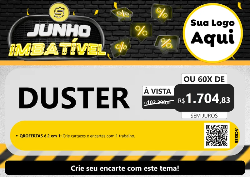 Modelo de Cartaz para Cartaz A4 Horizontal com o tema Junho Imbatível para Concessionaria de Carros