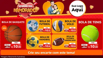 Modelo de TV para TV Horizontal com o tema Semana dos Namorados para Artigos Esportivos