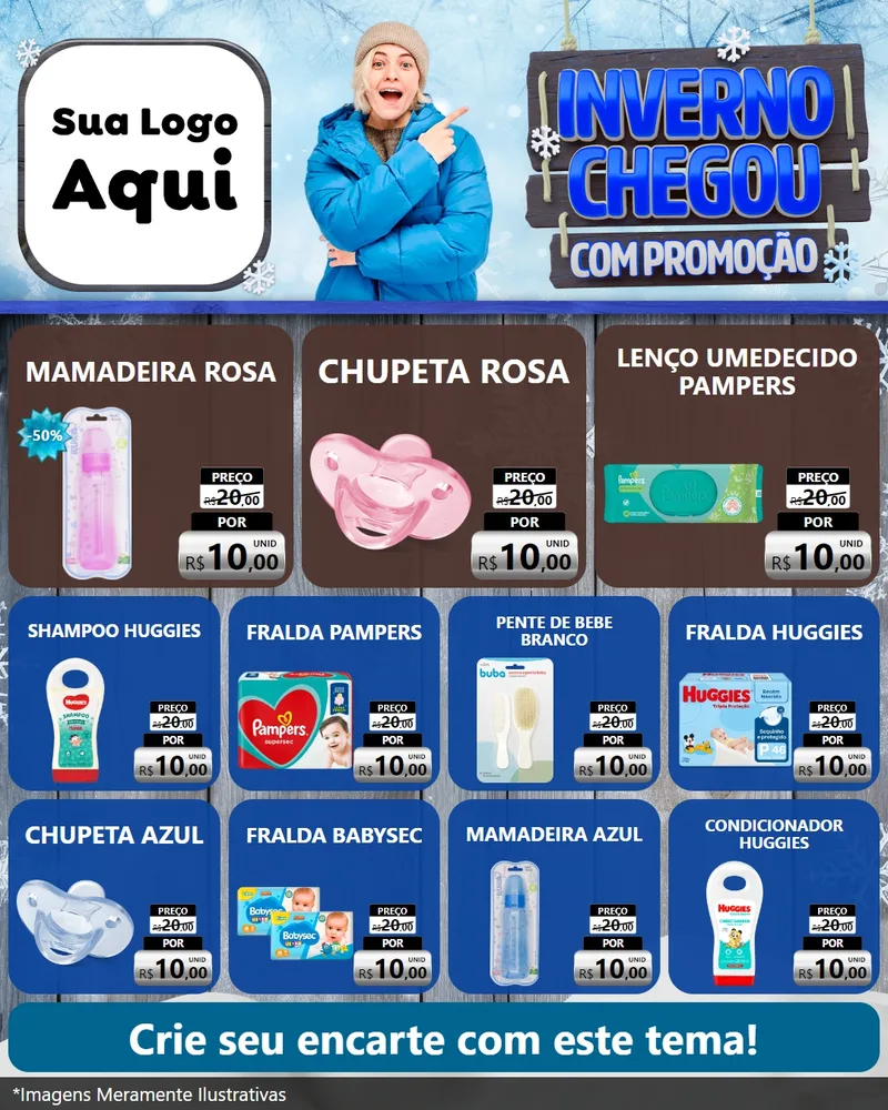 Modelo de Rede Social para Feed Instagram com o tema Inverno Chegou Com Promoção para Bebês