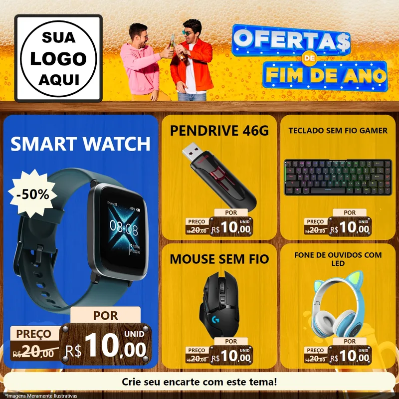 Modelo de Rede Social para Feed Facebook com o tema Ofertas de Fim de Ano para Informática