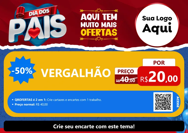Modelo de Cartaz para Cartaz A4 Horizontal com o tema Dia dos Pais para Ferragens
