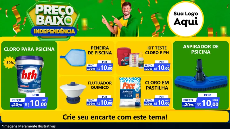 Modelo de TV para TV Horizontal com o tema Preço Baixo de Independência para Produtos para Piscina