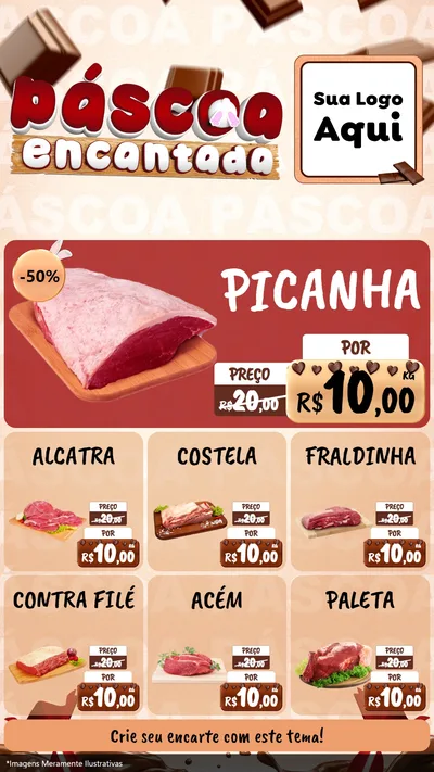 Modelo de Rede Social para Stories com o tema Páscoa Encantada para Açougue