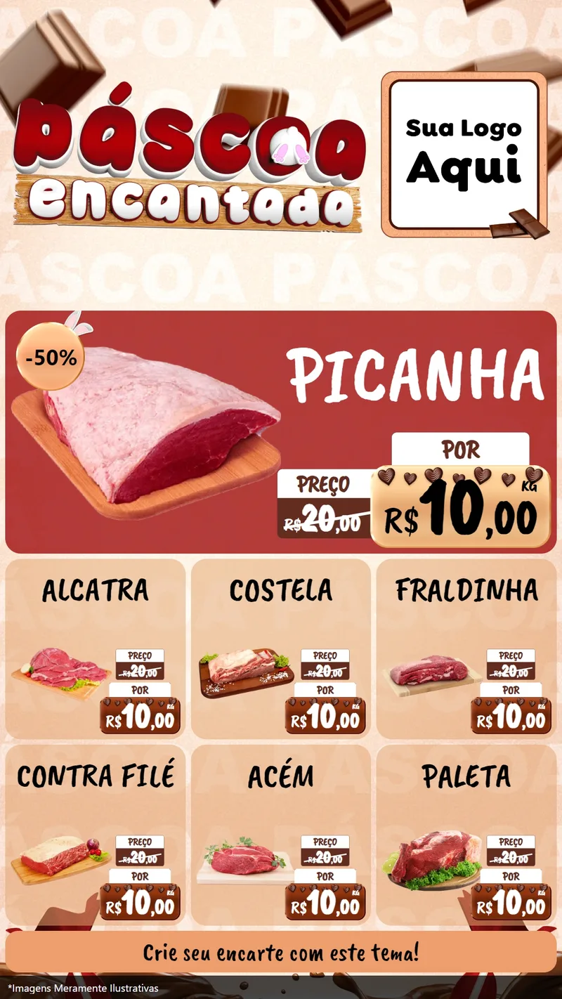 Modelo de Rede Social para Stories com o tema Páscoa Encantada para Açougue