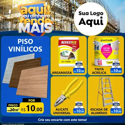Modelo de Rede Social para Feed Facebook com o tema Aqui Seu Dinheiro Rende Mais para Material para Construção