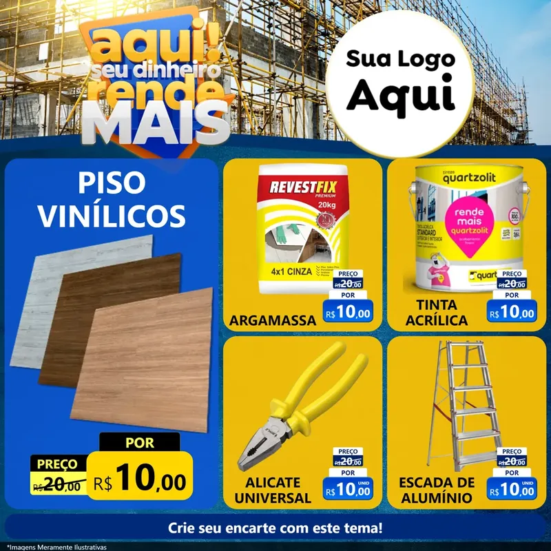 Modelo de Rede Social para Feed Facebook com o tema Aqui Seu Dinheiro Rende Mais para Material para Construção