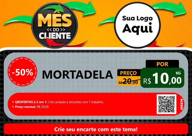 Modelo de Cartaz para Cartaz A4 Horizontal com o tema Mês do Cliente para Frios e Laticínios