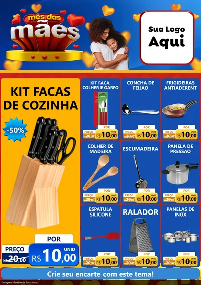 Modelo de Encarte para Encarte A4 Vertical com o tema Mês das Mães para Utilidades Domésticas