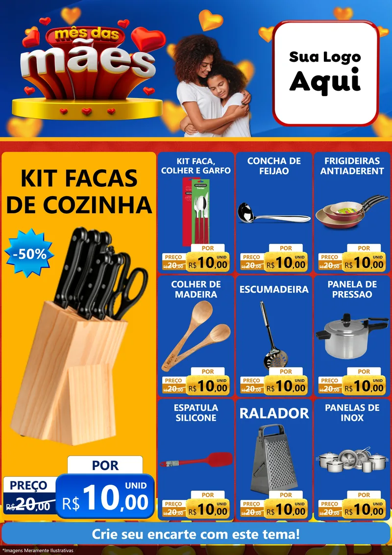 Modelo de Encarte para Encarte A4 Vertical com o tema Mês das Mães para Utilidades Domésticas