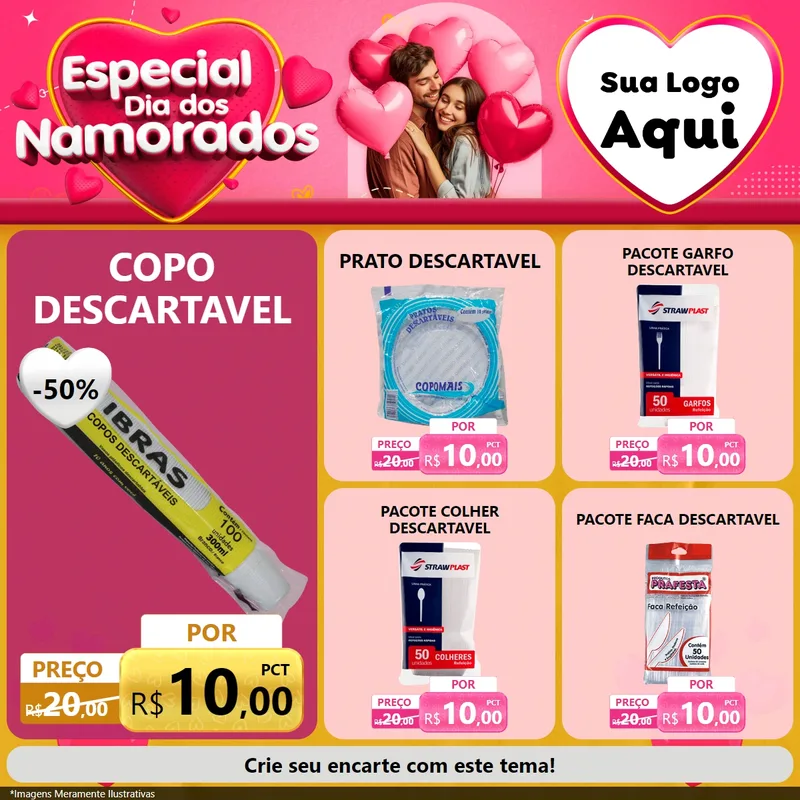 Modelo de Rede Social para Feed Facebook com o tema Especial Dia dos Namorados para Embalagens