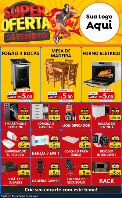 Modelo de Encarte para Encarte Grande com o tema Super Oferta Setembro para Móveis e Eletro