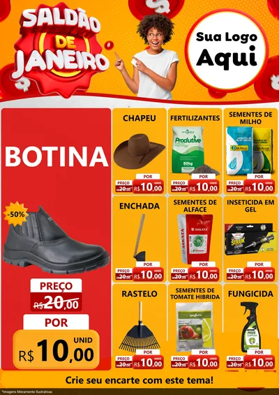 Modelo de Encarte para Encarte A4 Vertical com o tema Saldão de Janeiro para Agropecuária