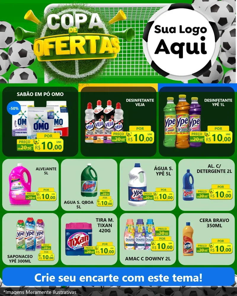 Modelo de Rede Social para Feed Instagram com o tema Copa De Ofertas para Produtos de Limpeza