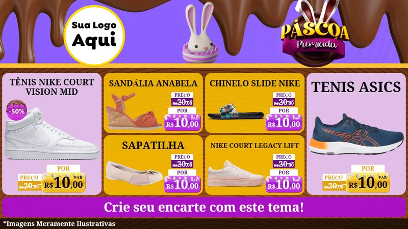 Modelo de TV para TV Horizontal com o tema Páscoa Premiada para Calçados