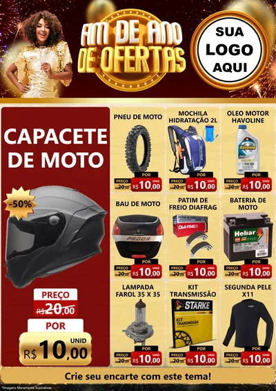 Modelo de Encarte para Encarte A4 Vertical com o tema Fim de Ano de Ofertas para Moto peças