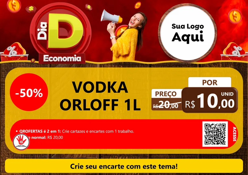 Modelo de Cartaz para Cartaz A4 Horizontal com o tema Dia D Economia para Distribuidora de bebidas
