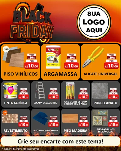 Modelo de Rede Social para Feed Instagram com o tema Black Friday para Material para Construção