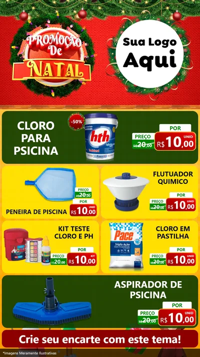 Modelo de TV para TV Vertical com o tema Promoção de Natal para Produtos para Piscina