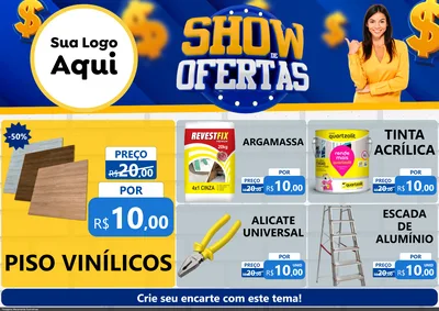 Modelo de Encarte para Encarte A4 Horizontal com o tema Show de Ofertas para Material para Construção