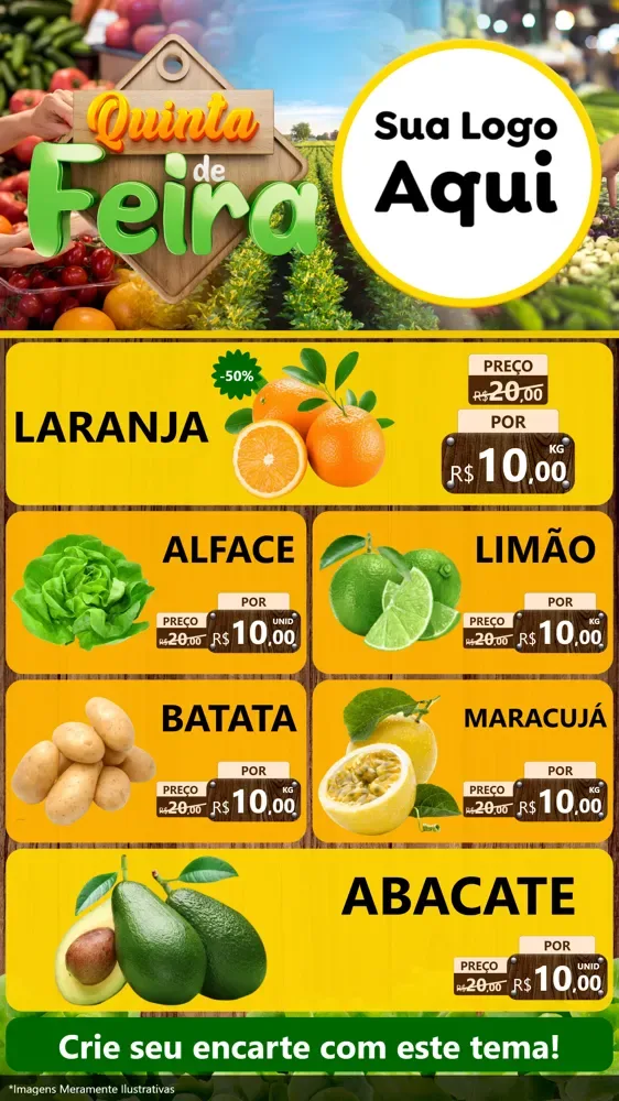 Modelo de TV para TV Vertical com o tema Quinta de Feira para Hortifrúti