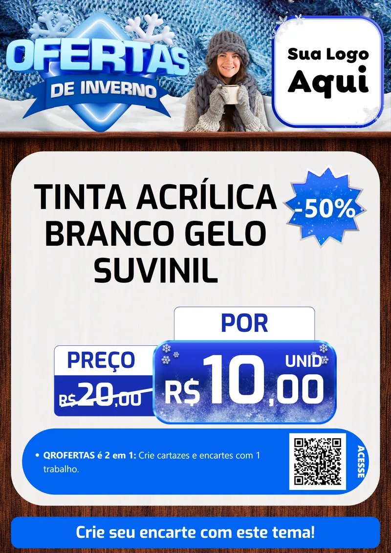 Modelo de Cartaz para Cartaz A4 Vertical com o tema Ofertas de Inverno para Tintas e Ferramentas