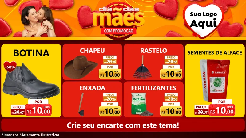 Modelo de TV para TV Horizontal com o tema Dia das Mães com Promoção para Agropecuária