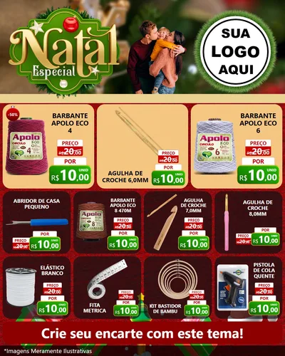 Modelo de Rede Social para Feed Instagram com o tema Natal Especial para Armarinho e Aviamentos