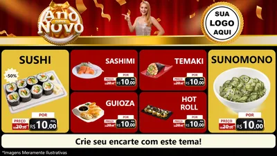Modelo de TV para TV Horizontal com o tema Super Ano Novo para Comida japonesa