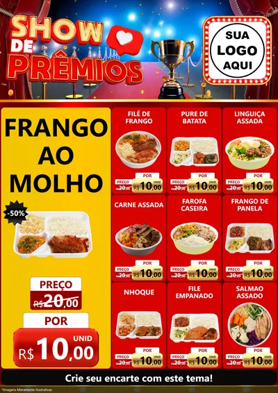 Modelo de Encarte para Encarte A4 Vertical com o tema Show de Prêmios para Restaurante