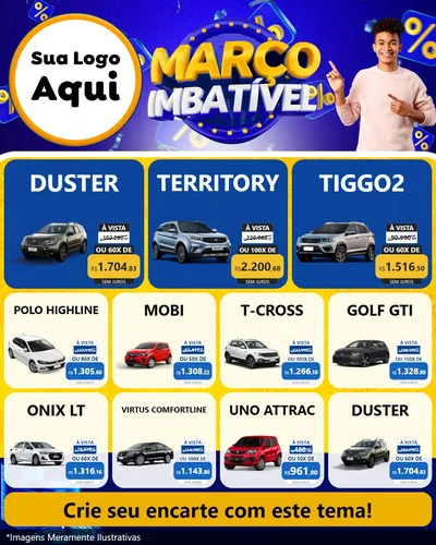 Modelo de Rede Social para Feed Instagram com o tema Março Imbatível para Concessionaria de Carros