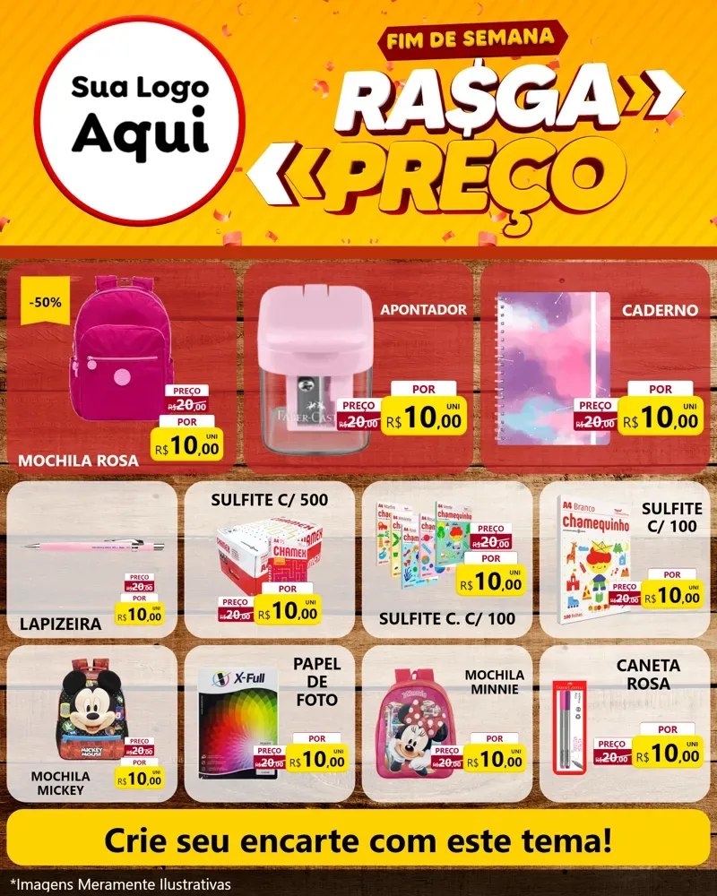 Modelo de Rede Social para Feed Instagram com o tema Fim de Semana Rasga Preços para Papelaria
