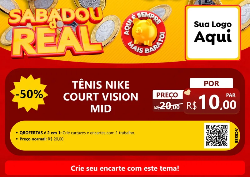 Modelo de Cartaz para Cartaz A4 Horizontal com o tema Sabadou do Real para Calçados