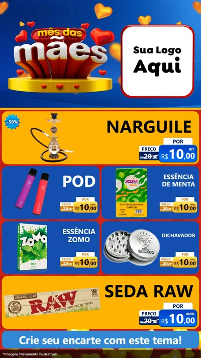 Modelo de TV para TV Vertical com o tema Mês das Mães para Tabacaria