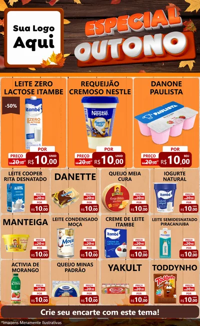 Modelo de Encarte para Encarte Grande com o tema Especial Outono para Frios e Laticínios