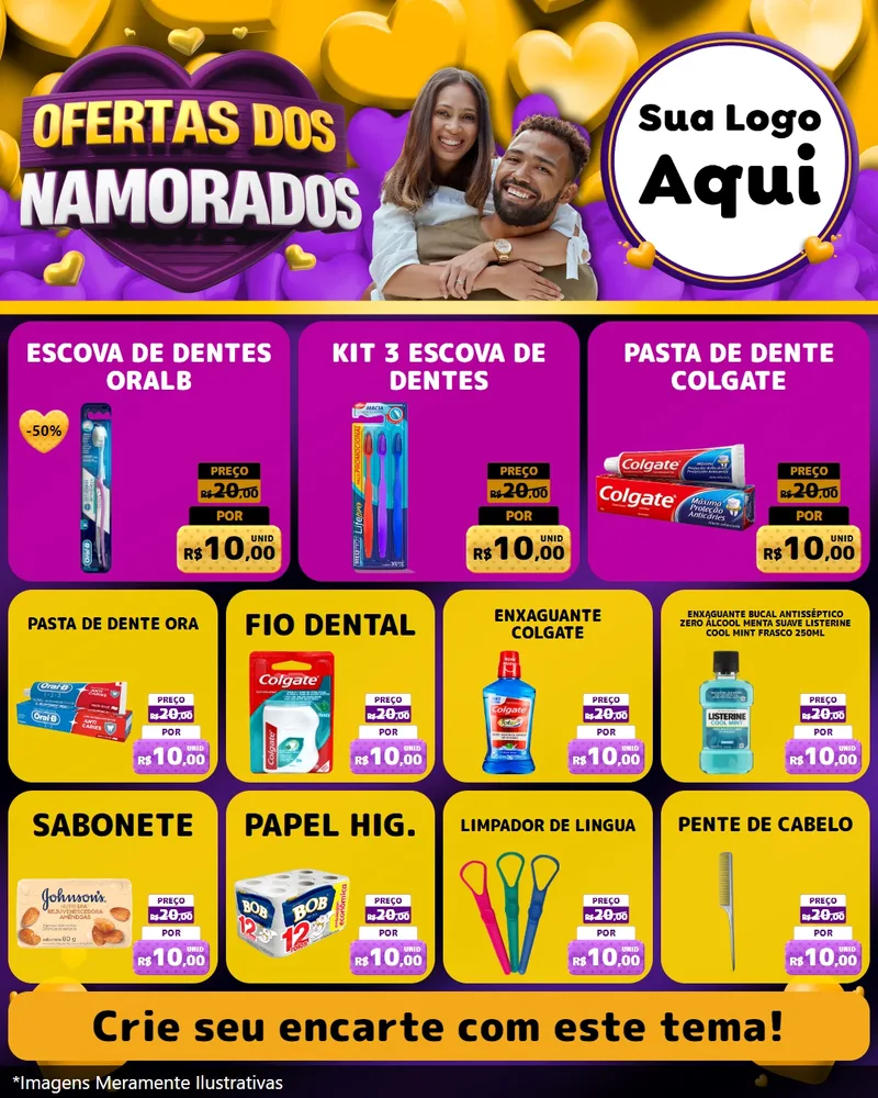 Modelo de Rede Social para Feed Instagram com o tema Oferta Dos Namorados para Higiene Pessoal