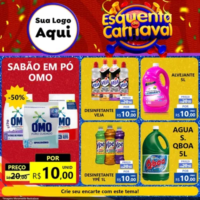 Modelo de Rede Social para Feed Facebook com o tema Esquenta de Carnaval para Produtos de Limpeza