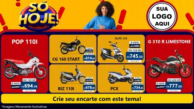 Modelo de TV para TV Horizontal com o tema Só Hoje! para Concessionaria de Motos
