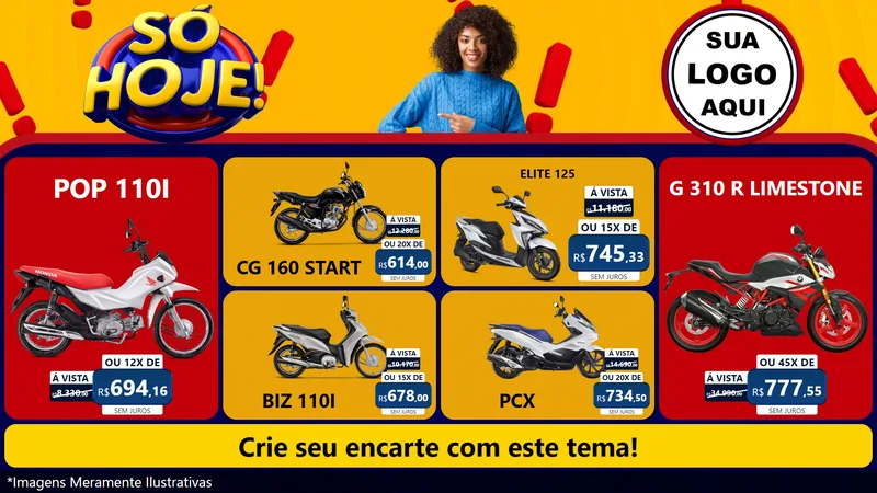 Modelo de TV para TV Horizontal com o tema Só Hoje! para Concessionaria de Motos