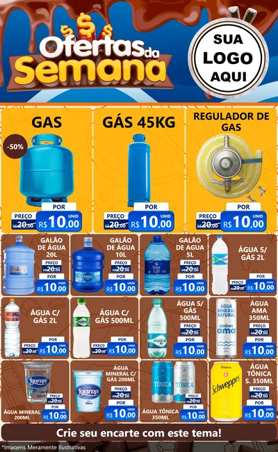 Modelo de Encarte para Encarte Grande com o tema Ofertas da Semana - Páscoa para Água e gás