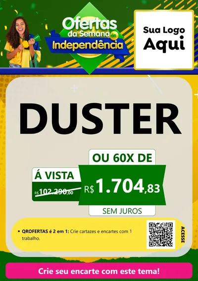 Modelo de Cartaz para Cartaz A4 Vertical com o tema Ofertas da Semana da Independência para Concessionaria de Carros