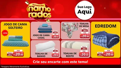 Modelo de TV para TV Horizontal com o tema Semana dos namorados para Cama, Mesa e Banho