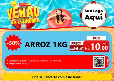 Modelo de Cartaz para Cartaz A4 Horizontal com o tema Verão da Economia para Supermercado