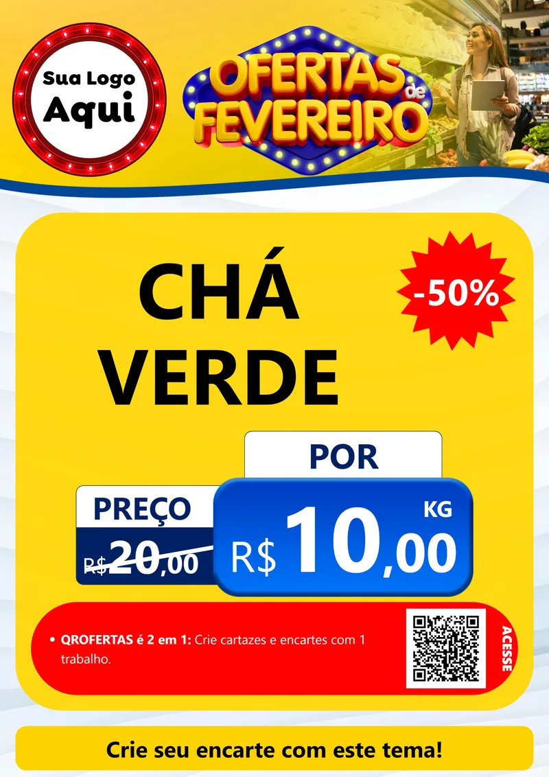 Modelo de Cartaz para Cartaz A4 Vertical com o tema Ofertas de Fevereiro para Produtos Naturais