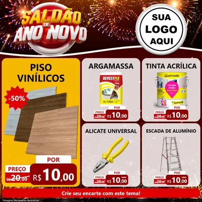 Modelo de Rede Social para Feed Facebook com o tema Saldão de Ano Novo para Material para Construção