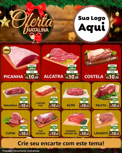 Modelo de Rede Social para Feed Instagram com o tema Ofertas Natalina para Açougue