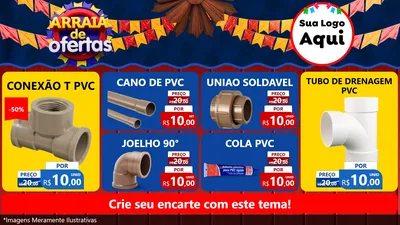 Modelo de TV para TV Horizontal com o tema Arraiá de Ofertas para Tubos e conexões
