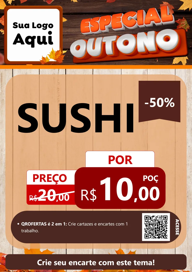 Modelo de Cartaz para Cartaz A4 Vertical com o tema Especial Outono para Comida japonesa