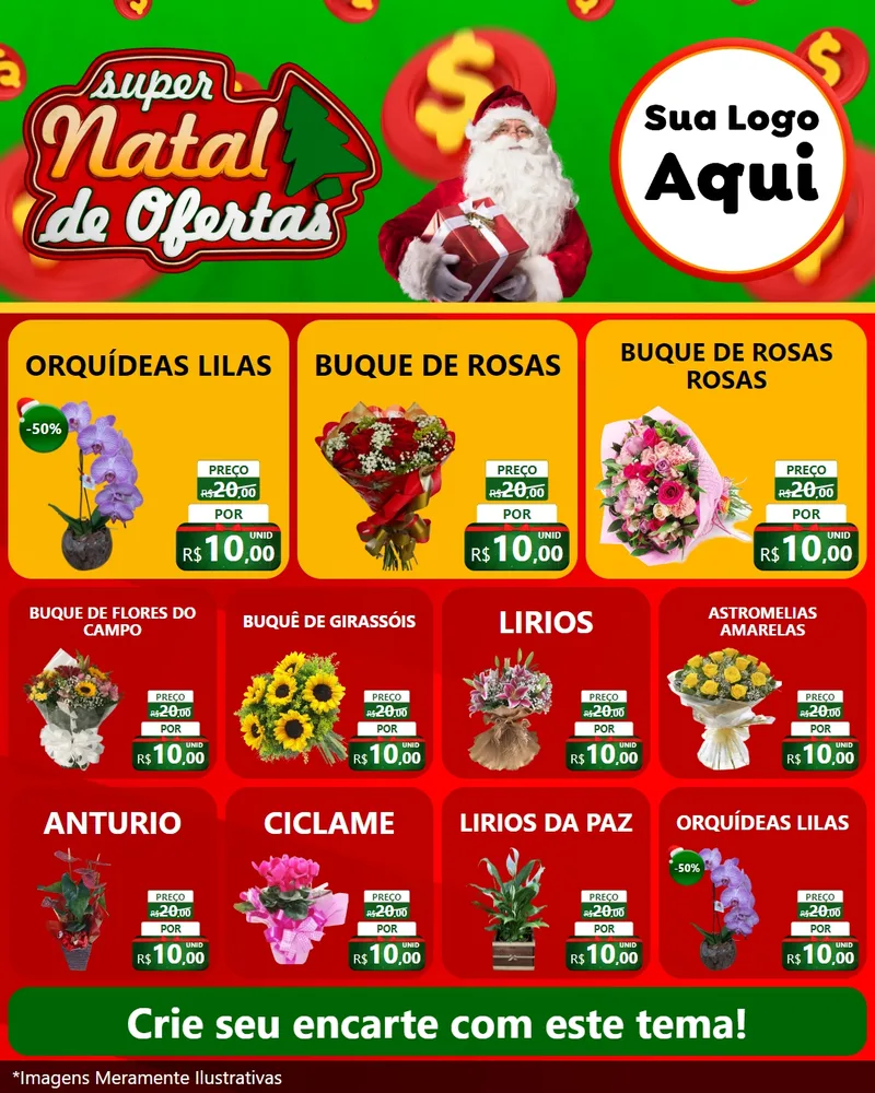 Modelo de Rede Social para Feed Instagram com o tema Super Natal de Ofertas para Floricultura e jardim