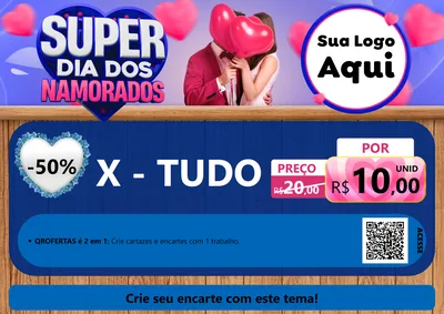 Modelo de Cartaz para Cartaz A4 Horizontal com o tema Super Dia dos Namorados para Hamburgueria
