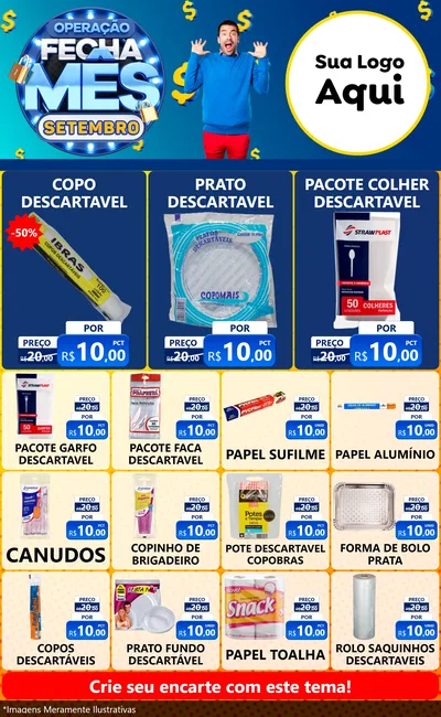 Modelo de Encarte para Encarte Grande com o tema Operação Fecha Mês Setembro para Embalagens